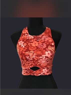 aerie Pink Tie-Dye Crop Top with Silver Logo